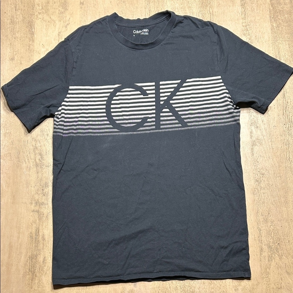 Calvin Klein Men's Black Tee with Stripes